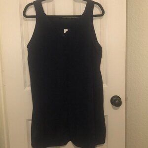 Womens navy v-neck corduroy mini jumper pinafore dress size M